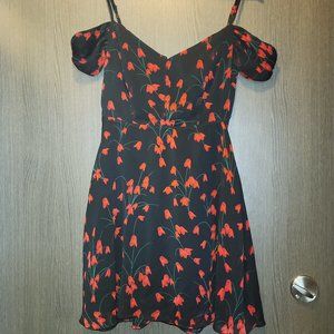 Dynamite - Off Shoulder Black Mini-dress w/ Roses (X-small)